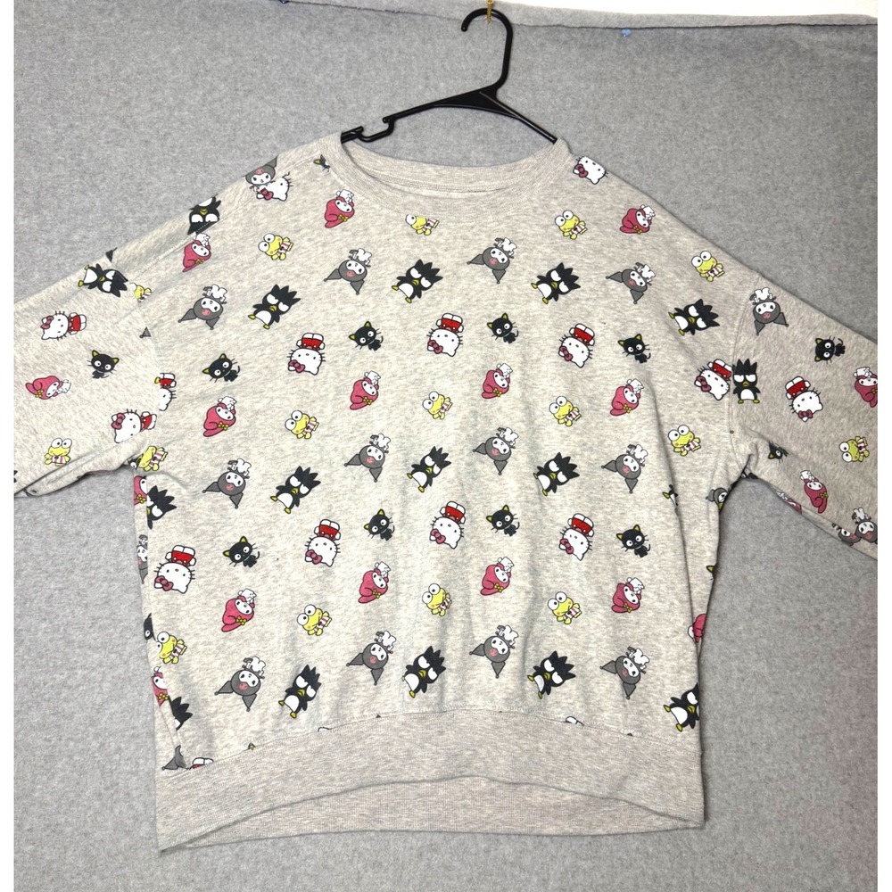 Sanrio Hello Kitty and Friends Sweatshirt Women Large All Over Print Gray Hybrid